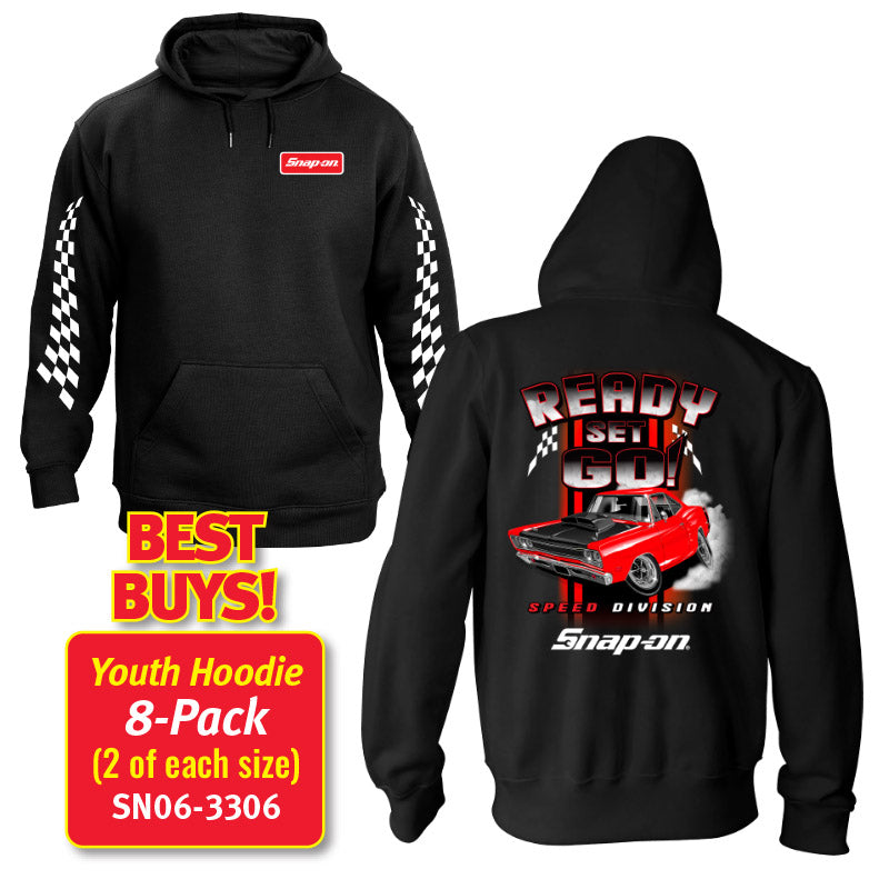 8 Pack KIDS READY, SET, GO MOTION PULLOVER - BLACK