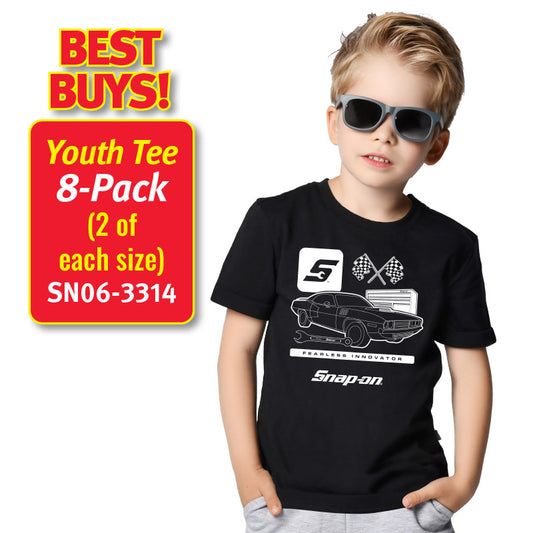 8 Pack YOUTH S/S T-SHIRT - BLACK