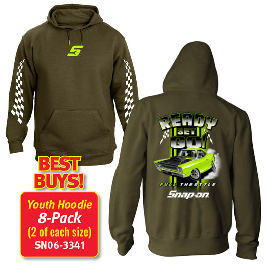 8 Pack KIDS READY, SET, GO MOTION PULLOVER - Military Green