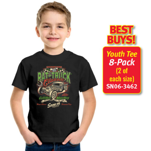 8 Pack  YOUTH S/S T-Shirt - BLACK